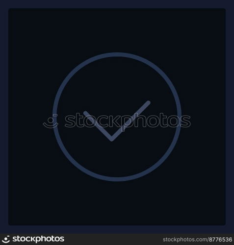 Inactive approve button UI element template. Editable isolated vector dashboard component. Flat user interface. Visual data presentation. Web design widget for mobile application with dark theme. Inactive approve button UI element template