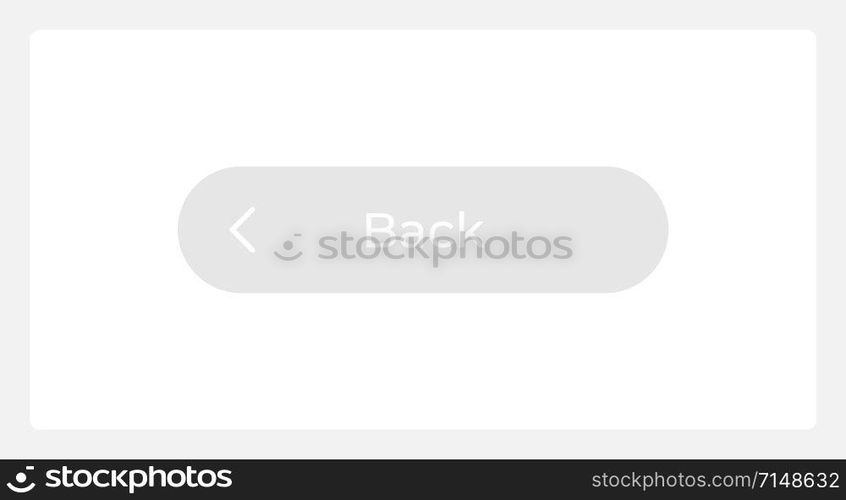 Inactive back button UI element template. Editable isolated vector dashboard component. Flat user interface. Visual data presentation. Web design widget for mobile application with light theme. Inactive back button UI element template