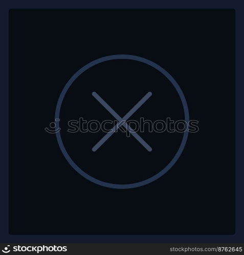 Inactive cancel button UI element template. Editable isolated vector dashboard component. Flat user interface. Visual data presentation. Web design widget for mobile application with dark theme. Inactive cancel button UI element template