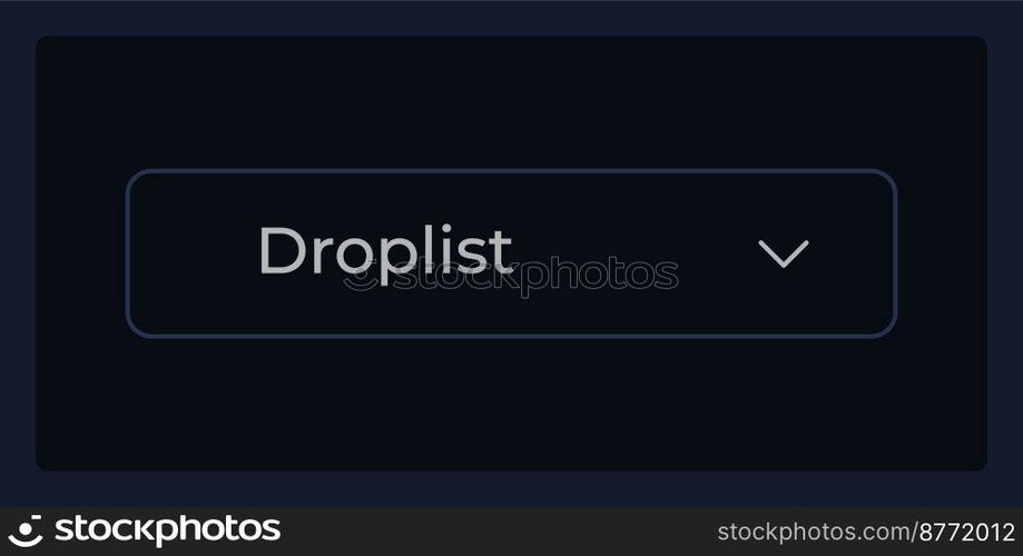 Inactive dropdown list UI element template. Editable isolated vector dashboard component. Flat user interface. Visual data presentation. Web design widget for mobile application with dark theme. Inactive dropdown list UI element template