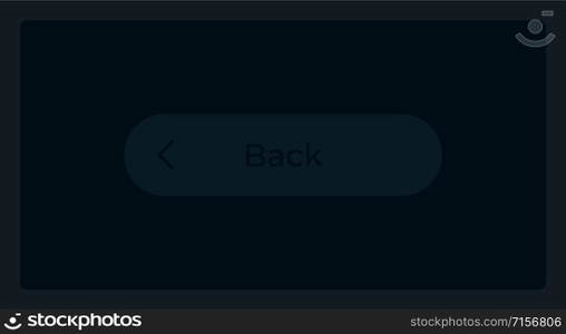 Inactive return button UI element template. Editable isolated vector dashboard component. Flat user interface. Visual data presentation. Web design widget for mobile application with dark theme. Inactive return button UI element template