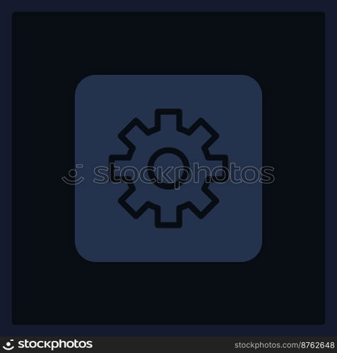 Inactive settings button UI element template. Editable isolated vector dashboard component. Flat user interface. Visual data presentation. Web design widget for mobile application with dark theme. Inactive settings button UI element template