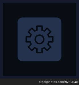 Inactive settings button UI element template. Editable isolated vector dashboard component. Flat user interface. Visual data presentation. Web design widget for mobile application with dark theme. Inactive settings button UI element template
