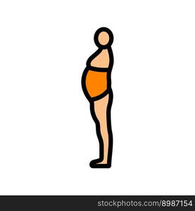 inactivity large stomach body type color icon vector. inactivity large stomach body type sign. isolated symbol illustration. inactivity large stomach body type color icon vector illustration