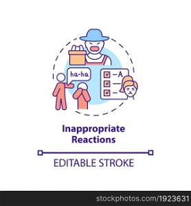 Inappropriate reactions concept icon. Hyperactive-impulsive symptom abstract idea thin line illustration. Emotional dysregulation. Vector isolated outline color drawing. Editable stroke. Inappropriate reactions concept icon