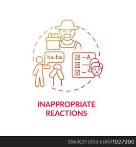 Inappropriate reactions concept icon. Hyperactive sign abstract idea thin line illustration. Behavior problems. Poor self-regulation skills. Mental disorder. Vector isolated outline color drawing. Inappropriate reactions concept icon