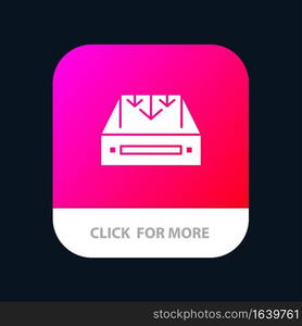 Inbox, Mail, Box, Container, Delivery, Parcel Mobile App Button. Android and IOS Glyph Version