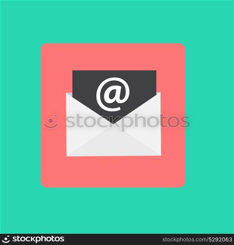 Inbox Mail Flat Concept on Green Background. Vector Illustration.. Inbox Mail Flat Concept Vector Illustration