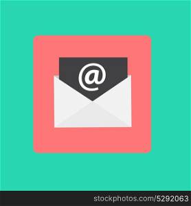 Inbox Mail Flat Concept on Green Background. Vector Illustration.. Inbox Mail Flat Concept Vector Illustration