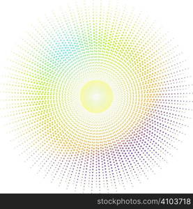 inca inspired sun design in rainbow colours with a circular design