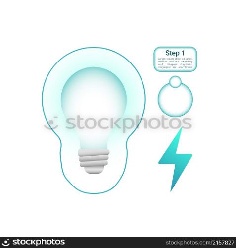 Incandescent lamp and bolt infographic chart design element set. Abstract vector symbols for infochart with blank copy spaces. Kit with shapes for instructional graphics. Visual data presentation. Incandescent lamp and bolt infographic chart design element set
