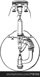 Incandescent lamp vent Reynier, vintage engraved illustration. Industrial encyclopedia E.-O. Lami - 1875.