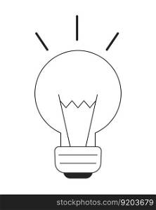 Incandescent light bulb flat line black white vector object. Working lightbulb equipment. Editable cartoon style icon. Simple isolated outline spot illustration for web graphic design and animation. Incandescent light bulb flat line black white vector obje