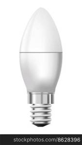 Incandescent light bulb, isolated realistic icon of tube or candle shape of illumination type. Home or office electric appliance for lighting and visibility at nighttime. Vector in flat style. Tube or candle light bulb, illumination types