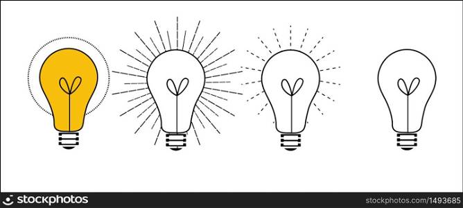 Incandescent light bulb Lamp, turn on and turn off light, vector image