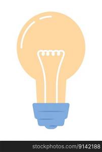 Incandescent light bulb semi flat color vector object. Energy efficient. Editable icon. Full sized element on white. Simple cartoon style spot illustration for web graphic design and animation. Incandescent light bulb semi flat color vector object