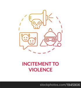 Incitement to violence red gradient concept icon. Encouraging violent behavior abstract idea thin line illustration. Promote hatred against person. Vector isolated outline color drawing. Incitement to violence red gradient concept icon
