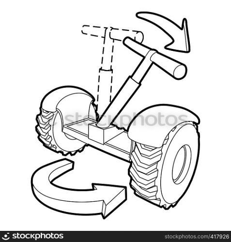 Inclined segway icon. Outline illustration of inclined segway vector icon for web. Inclined segway icon, outline style