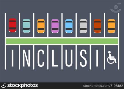 inclusion disabled person concept parking lot vector illustration