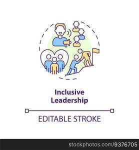 Inclusive leadership concept icon. Fair treatment. Safe environment. Cultural competence. Diversity training abstract idea thin line illustration. Isolated outline drawing. Editable stroke. Inclusive leadership concept icon