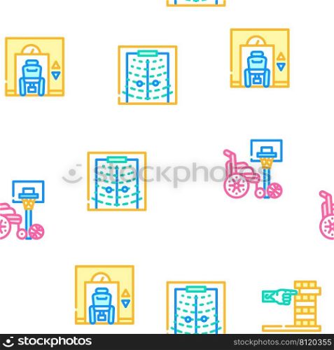 Inclusive Life Tool Vector Seamless Pattern Color Line Illustration. Inclusive Life Tool Vector Seamless Pattern