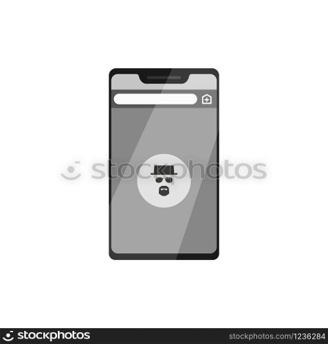 Incognito mode on phone, isolated vector sign symbol in flat. Incognito mode on phone, isolated vector symbol in flat