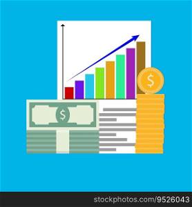 Income increase chart arrow. Finance management and financial growth stock, vector illustration. Income increase chart arrow