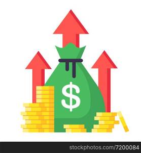 Income increase. Financial strategy, high return on investment, budget balance isolated vector illustration. Market increase and income, business growth profit. Income increase. Financial strategy, high return on investment, budget balance isolated vector illustration