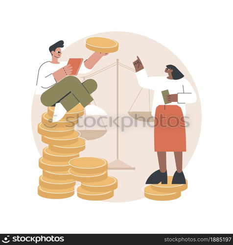 Income inequality abstract concept vector illustration. Country income distribution, financial gender discrimination, social economic inequality, gini coefficient, salary gap abstract metaphor.. Income inequality abstract concept vector illustration.