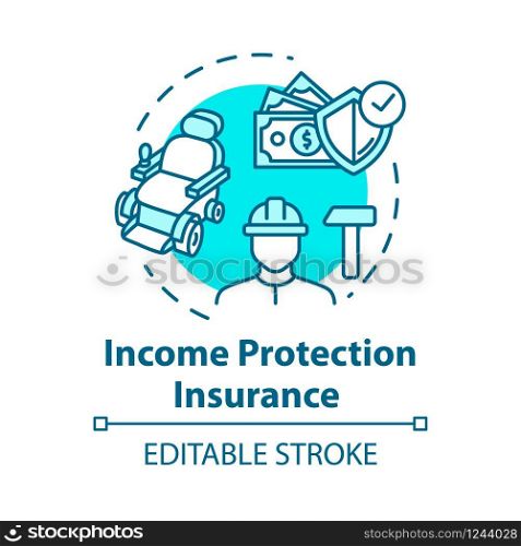 Income protection insurance concept icon. Open deposit. Work accident coverage. Guarantee fund. Policyholder idea thin line illustration. Vector isolated outline RGB color drawing. Editable stroke
