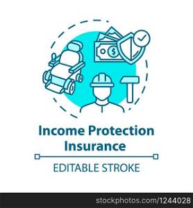 Income protection insurance concept icon. Open deposit. Work accident coverage. Guarantee fund. Policyholder idea thin line illustration. Vector isolated outline RGB color drawing. Editable stroke