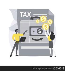 Income tax and benefit return abstract concept vector illustration. Budget calculation, online IRS form, money refund, financial report, bank account, gather paperwork abstract metaphor.. Income tax and benefit return abstract concept vector illustration.