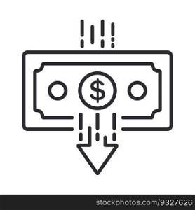 Income vector line icon on white background.