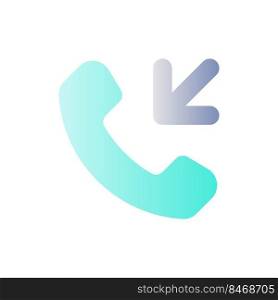 Incoming call flat gradient color ui icon. Answer button. Arrow pointing to cellphone. Receive call. Simple filled pictogram. GUI, UX design for mobile application. Vector isolated RGB illustration. Incoming call flat gradient color ui icon