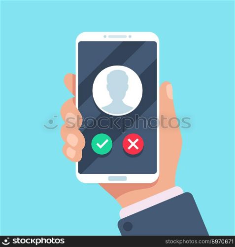 Incoming call on mobile phone calling vector image
