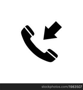 Incoming Call, Phone Handset with Arrow. Flat Vector Icon illustration. Simple black symbol on white background. Incoming Call, Handset with Arrow sign design template for web and mobile UI element. Incoming Call, Phone Handset with Arrow. Flat Vector Icon illustration. Simple black symbol on white background. Incoming Call, Handset with Arrow sign design template for web and mobile UI element.