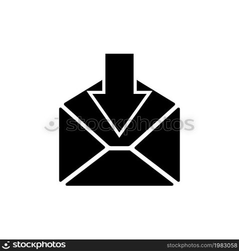 Incoming Mail, Sms Email, Message Letter. Flat Vector Icon illustration. Simple black symbol on white background. Incoming Mail, Email Message Letter sign design template for web and mobile UI element. Incoming Mail, Sms Email, Message Letter Flat Vector Icon