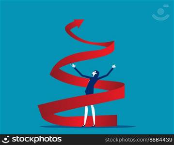 Increase career and personal improvement visualization with upward spiral arrow. Growth spiral vector illustration