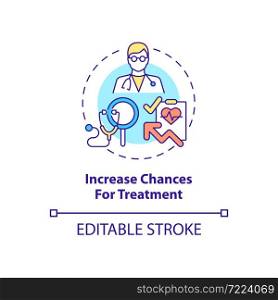 Increase chances of treatment concept icon. Annual checkup abstract idea thin line illustration. Healthcare. Yearly medical examination. Vector isolated outline color drawing. Editable stroke. Increase chances of treatment concept icon