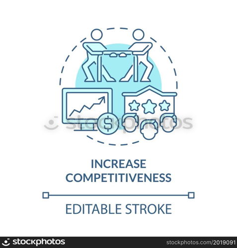 Increase competitiveness blue concept icon. Importance of expansion abstract idea thin line illustration. Be winner among other companies. Vector isolated outline color drawing. Editable stroke. Increase competitiveness blue concept icon