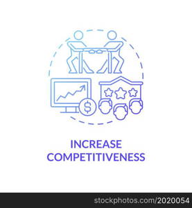 Increase competitiveness blue gradient concept icon. Importance of expansion abstract idea thin line illustration. Be winner among other companies. Vector isolated outline color drawing. Increase competitiveness blue gradient concept icon