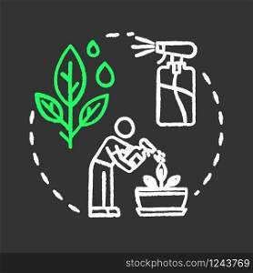 Increase humidity chalk RGB color concept icon. Indoor flowers concern. Houseplants caring. Moisture maintenance idea. Vector isolated chalkboard illustration on black background