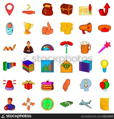 Increase icons set. Cartoon style of 36 increase vector icons for web isolated on white background. Increase icons set, cartoon style