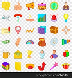 Increase icons set. Cartoon style of 36 increase vector icons for web for any design. Increase icons set, cartoon style