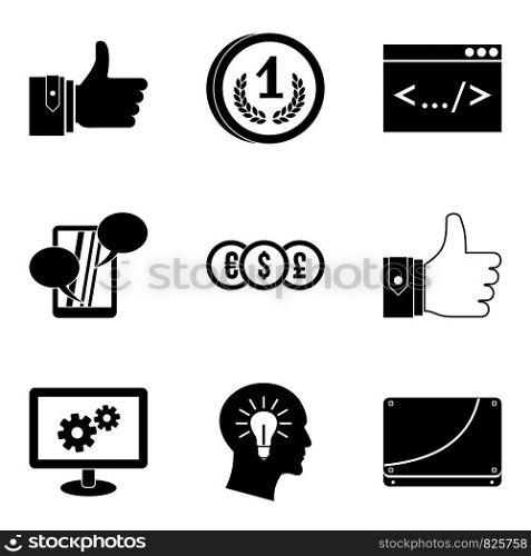 Increase in profit icons set. Simple set of 9 increase in profit vector icons for web isolated on white background. Increase in profit icons set, simple style