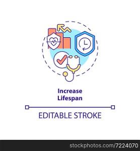 Increase lifespan concept icon. Annual checkup benefit abstract idea thin line illustration. Yearly medical testing. Healthcare. Vector isolated outline color drawing. Editable stroke. Increase lifespan concept icon