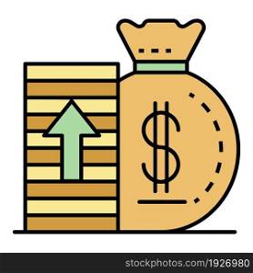 Increase money icon. Outline increase money vector icon color flat isolated. Increase money icon color outline vector