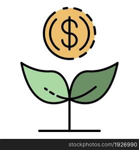 Increase money plant icon. Outline increase money plant vector icon color flat isolated. Increase money plant icon color outline vector