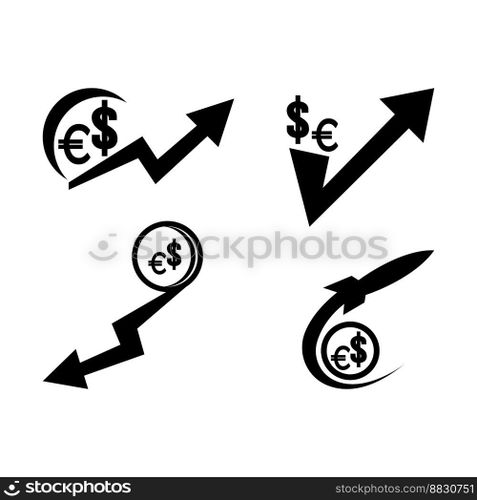 Increase or decrease in dollar or euro currency,icon vector illustration design