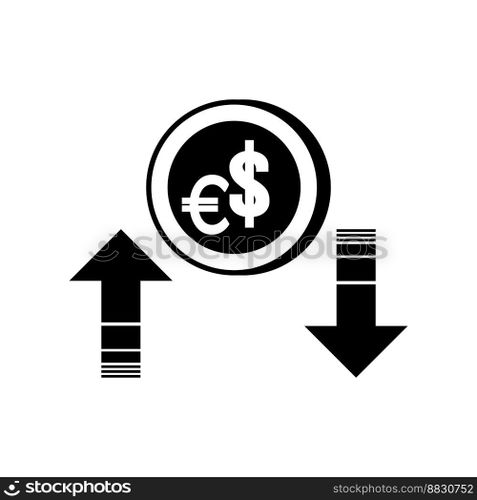 Increase or decrease in dollar or euro currency,icon vector illustration design
